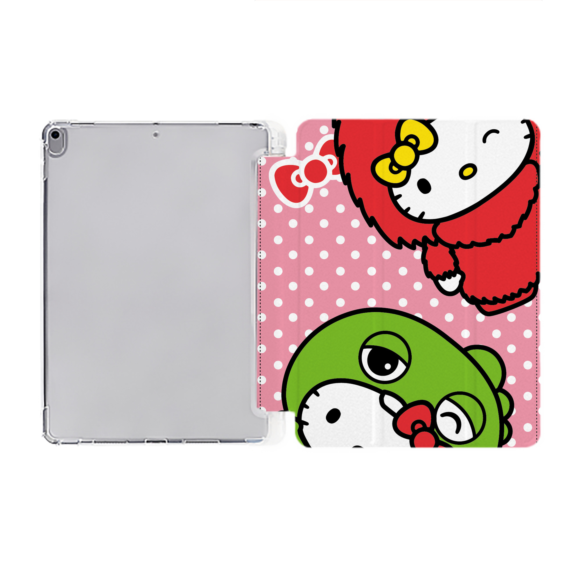 （画像用） Hello Kitty ハローキティ IPad ケース ペン収納付き 三つ折りスタンド PUレザー×シリコン 対応機種9.5/10.5/10.9インチ